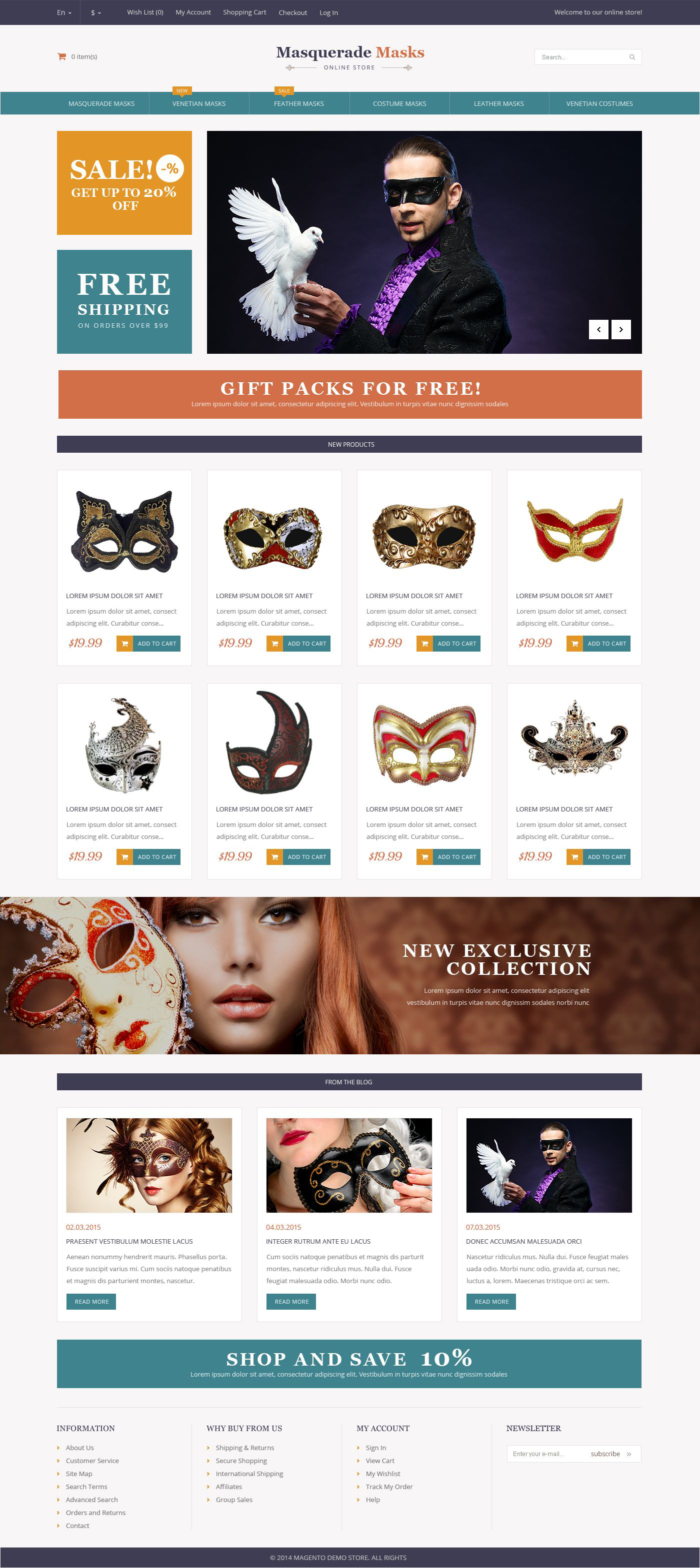 Masquerade Masks Magento Theme