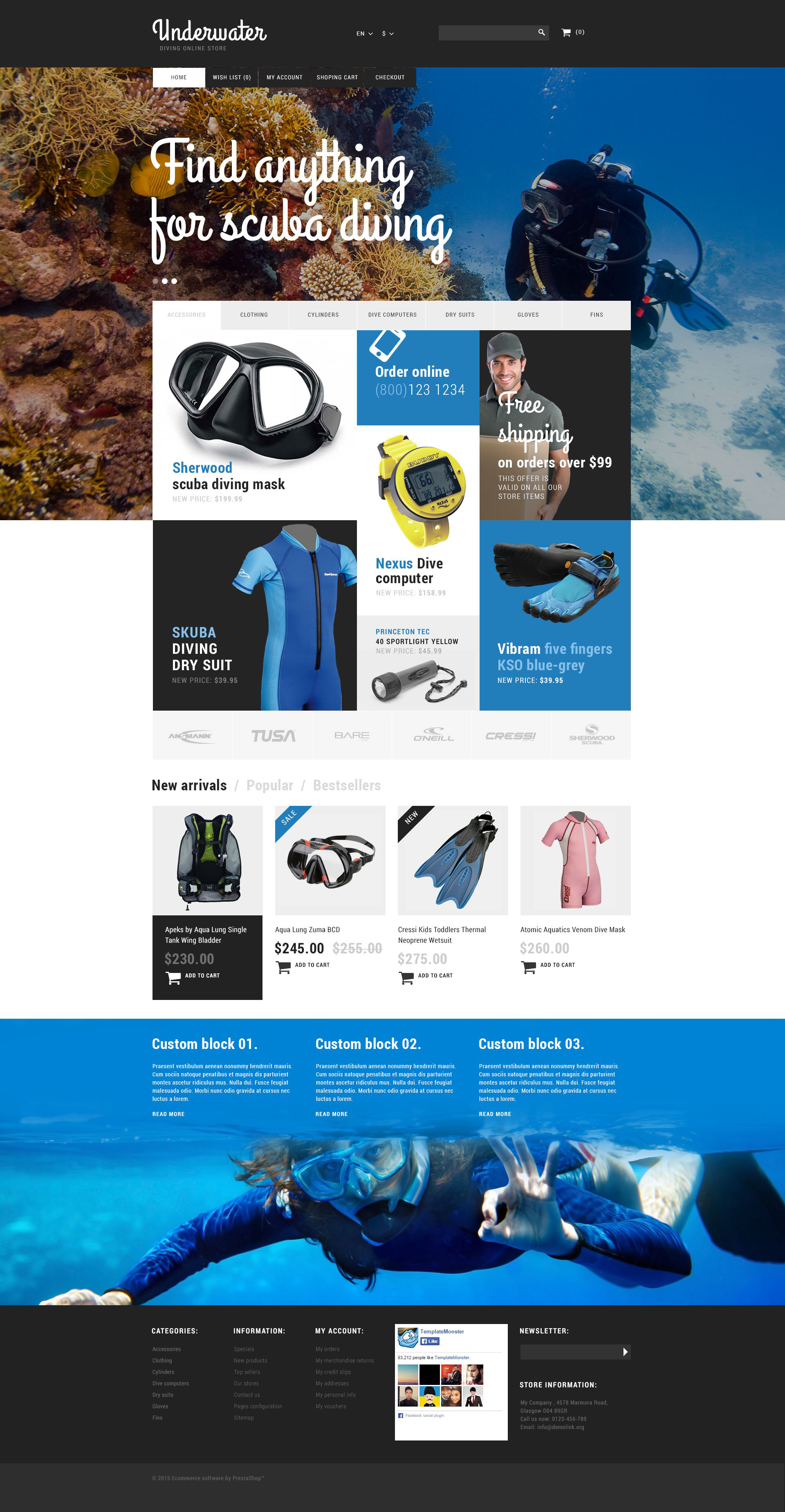 Scuba Diving Equipment PrestaShop Theme