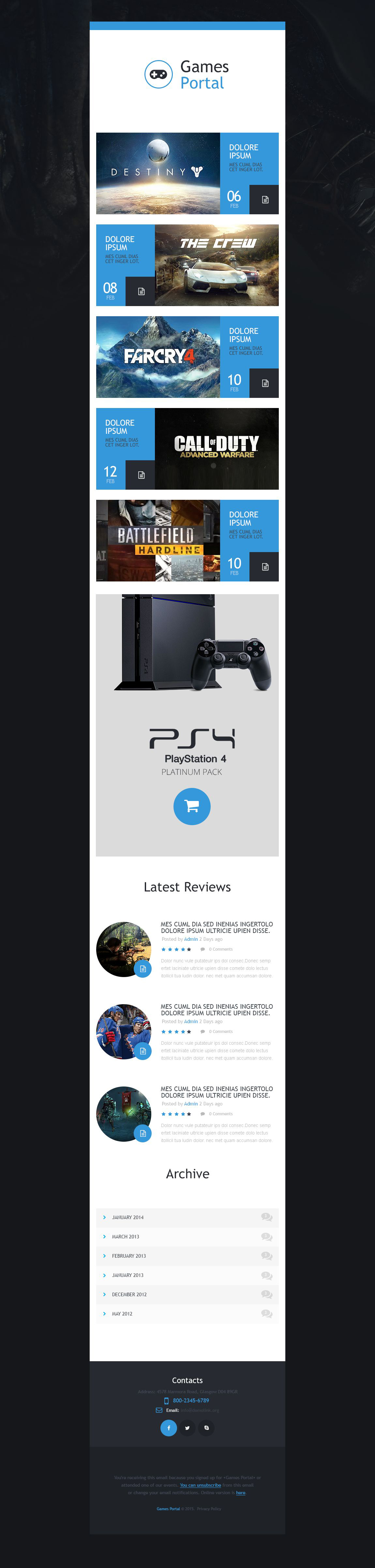 Game Portal Responsive Newsletter Template