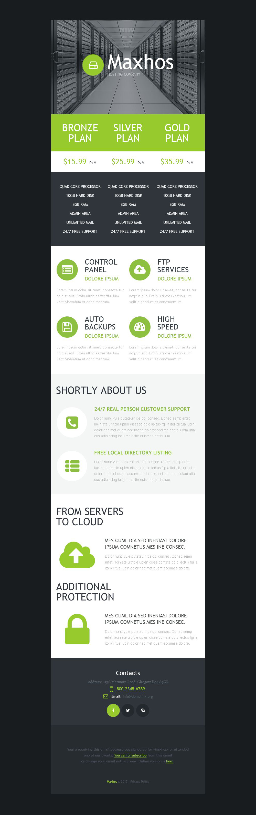 Hosting Responsive Newsletter Template