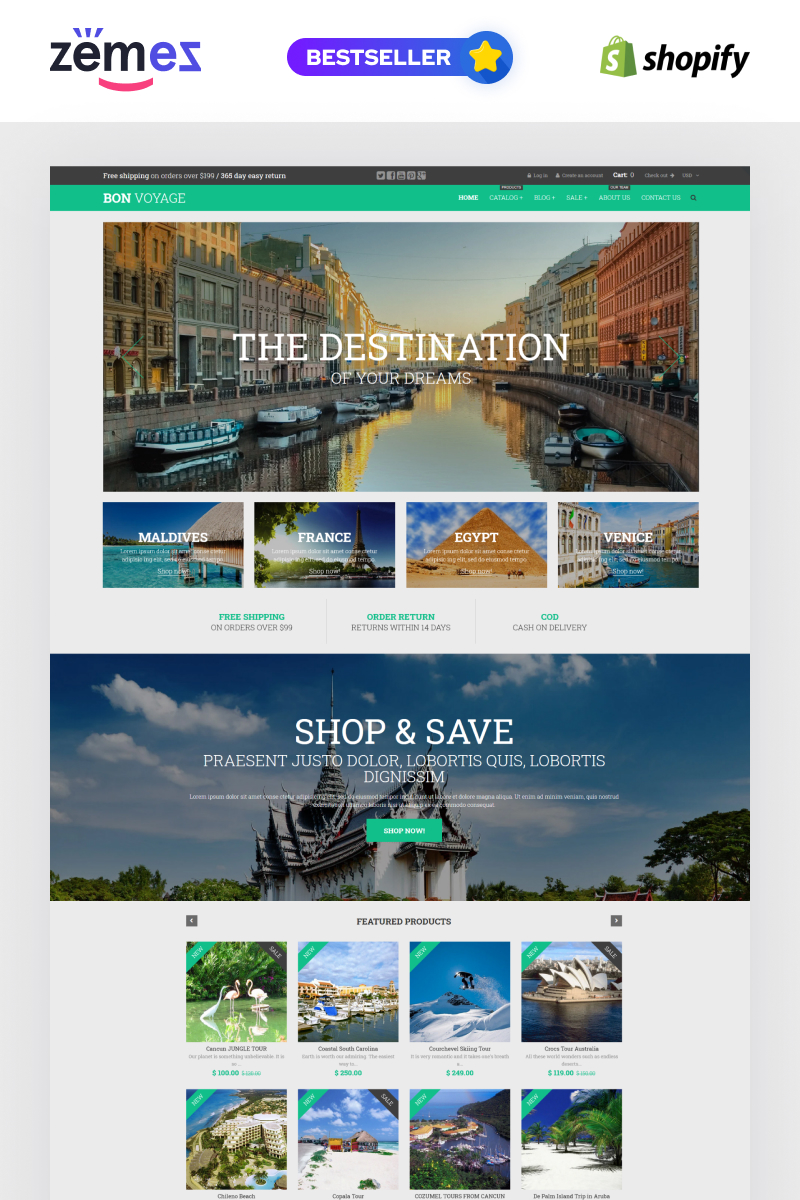 Wanderlust Ventures Travel Shopify Online Store 2.0 Theme