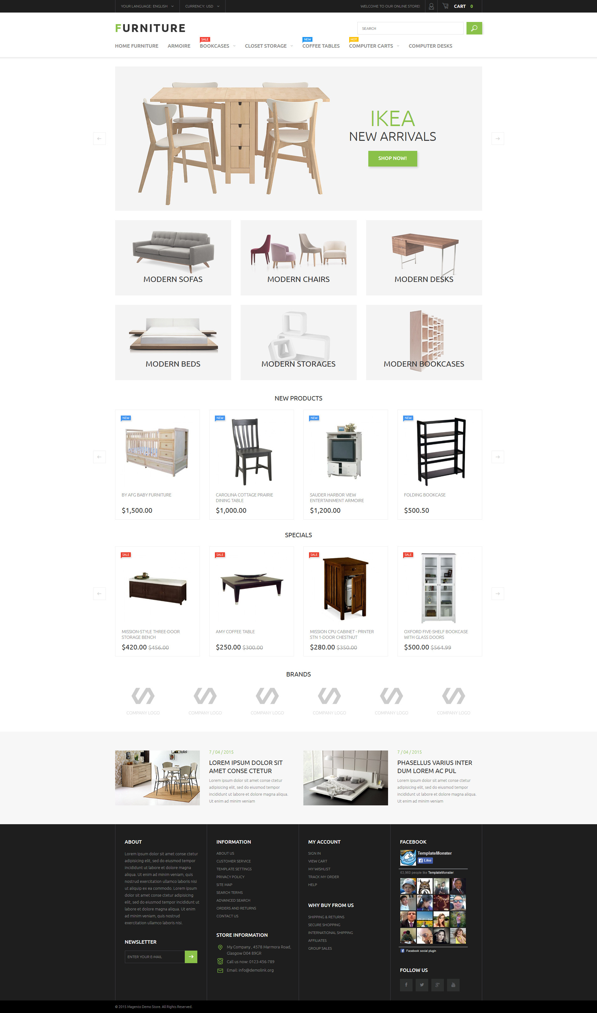 Furniture Magento Theme, Portfolio Lighting Company Website