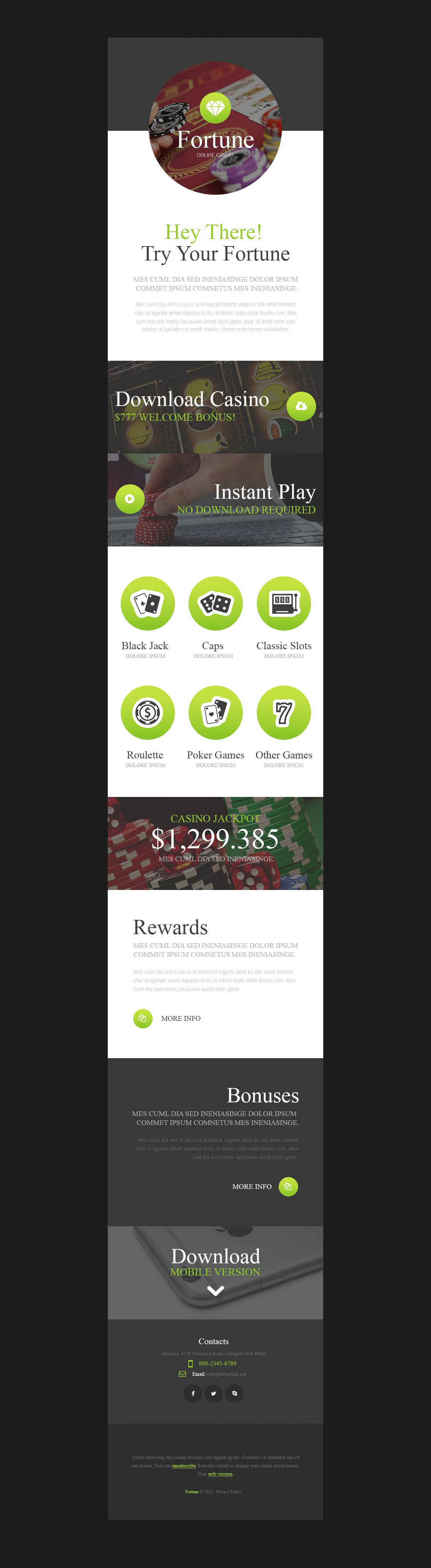 Online Casino Responsive Newsletter Template