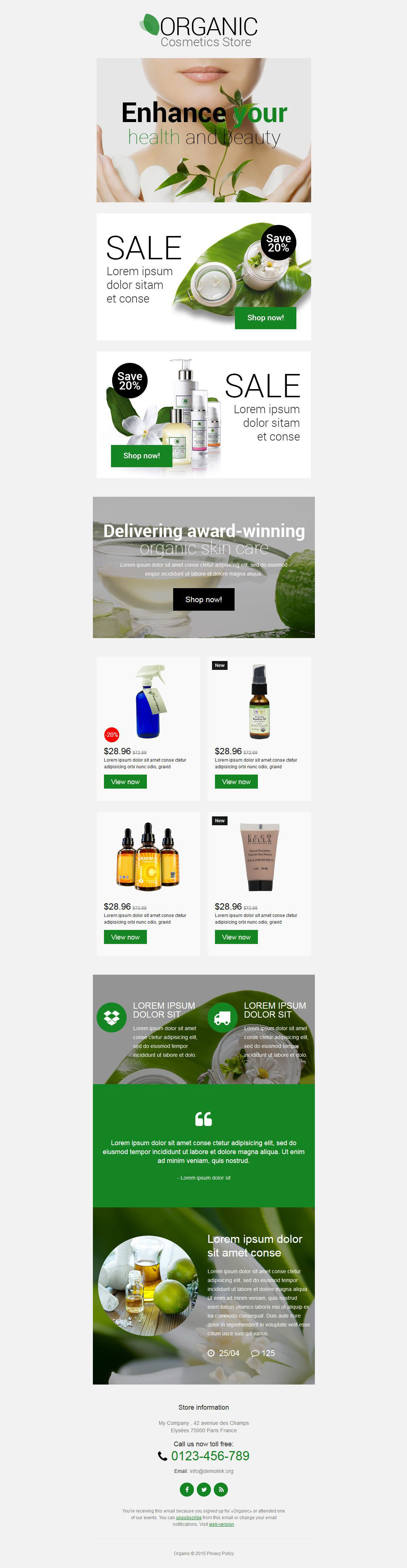 Cosmetics Store Responsive Newsletter Template