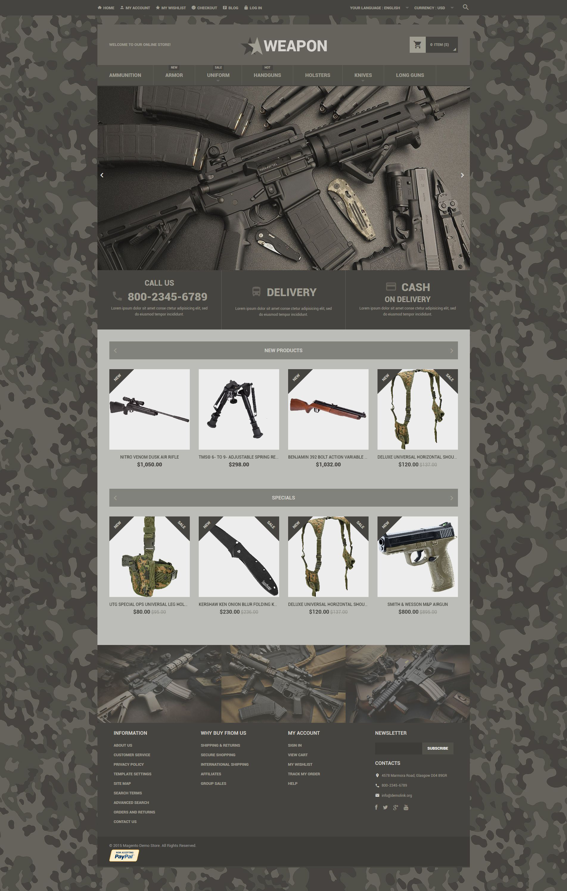 Online Weapon Store Magento Theme