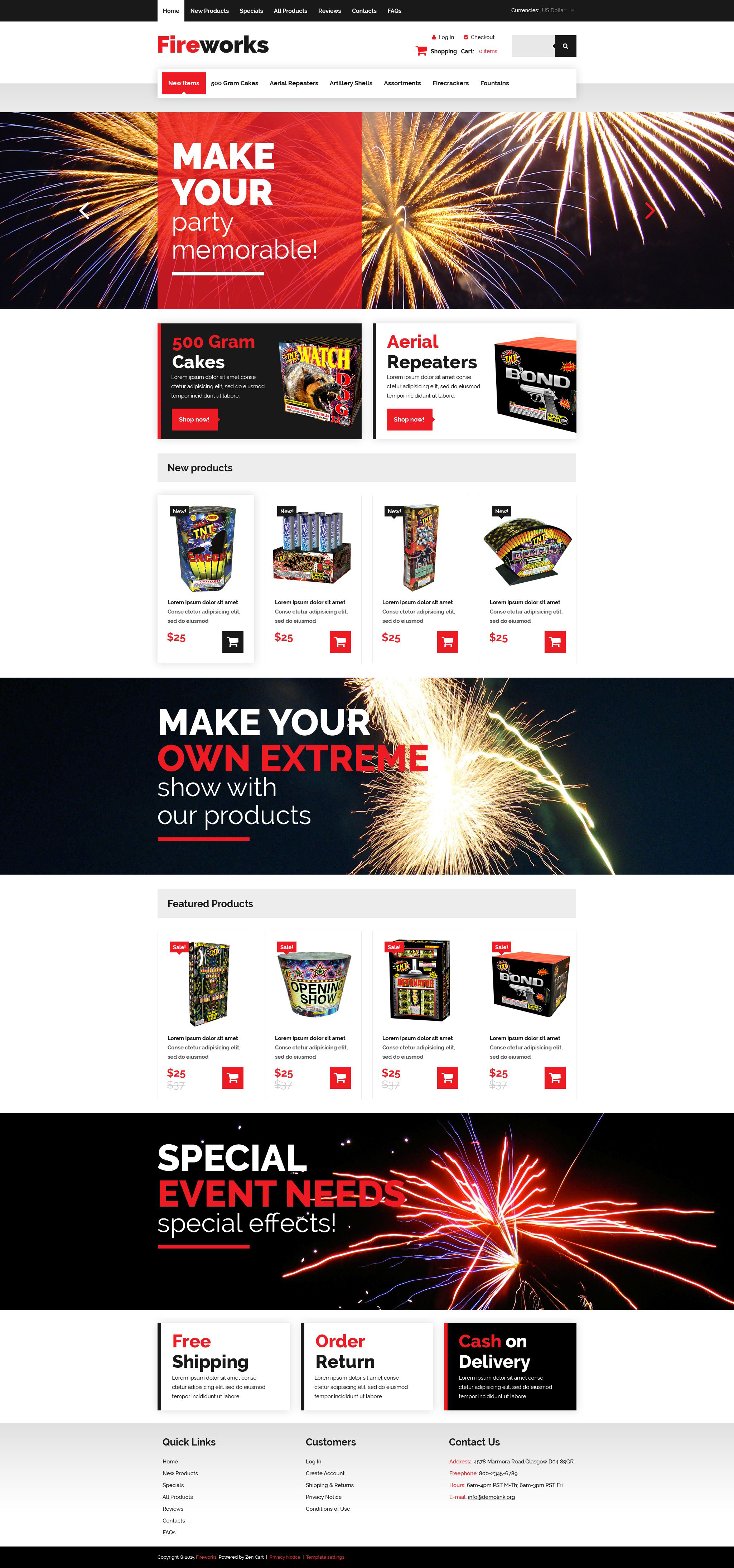 Fireworks Shop Zencart Template