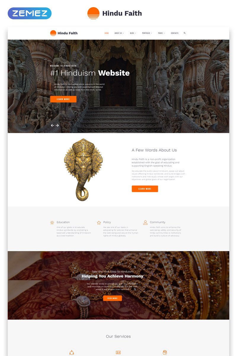 Hindu Faith - Hinduism Multipage Modern  HTML Website Template