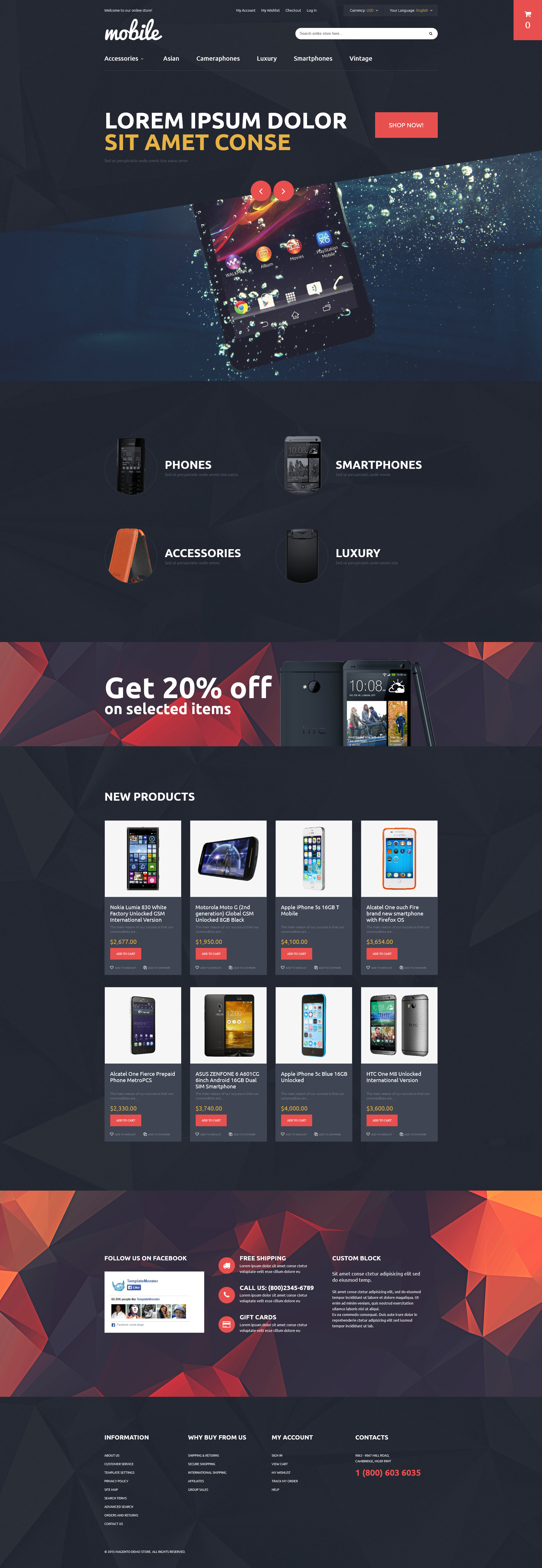 Mobile Phones and Accessories Magento Theme