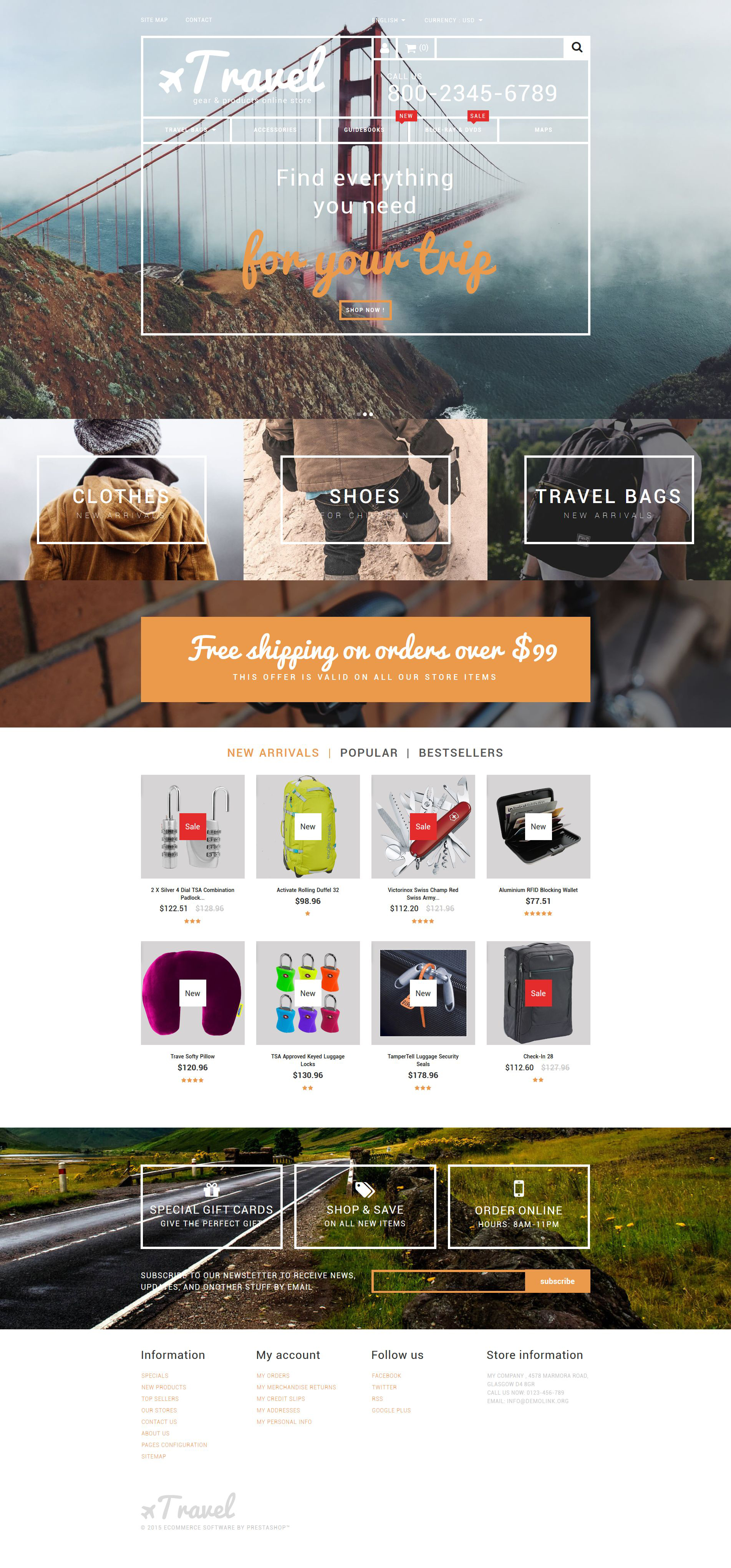 Travel Gear Store PrestaShop Theme