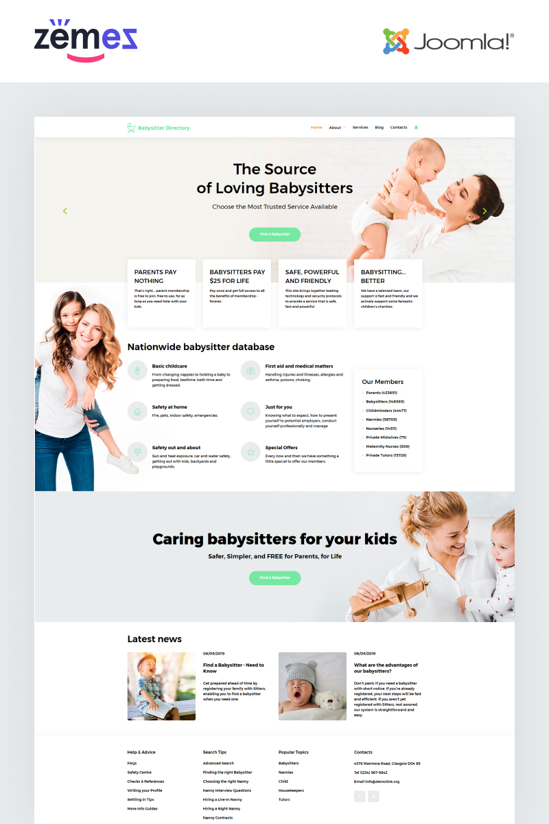 Babysitter Directory - Babysitter Ready-to-Use Clean Joomla Template