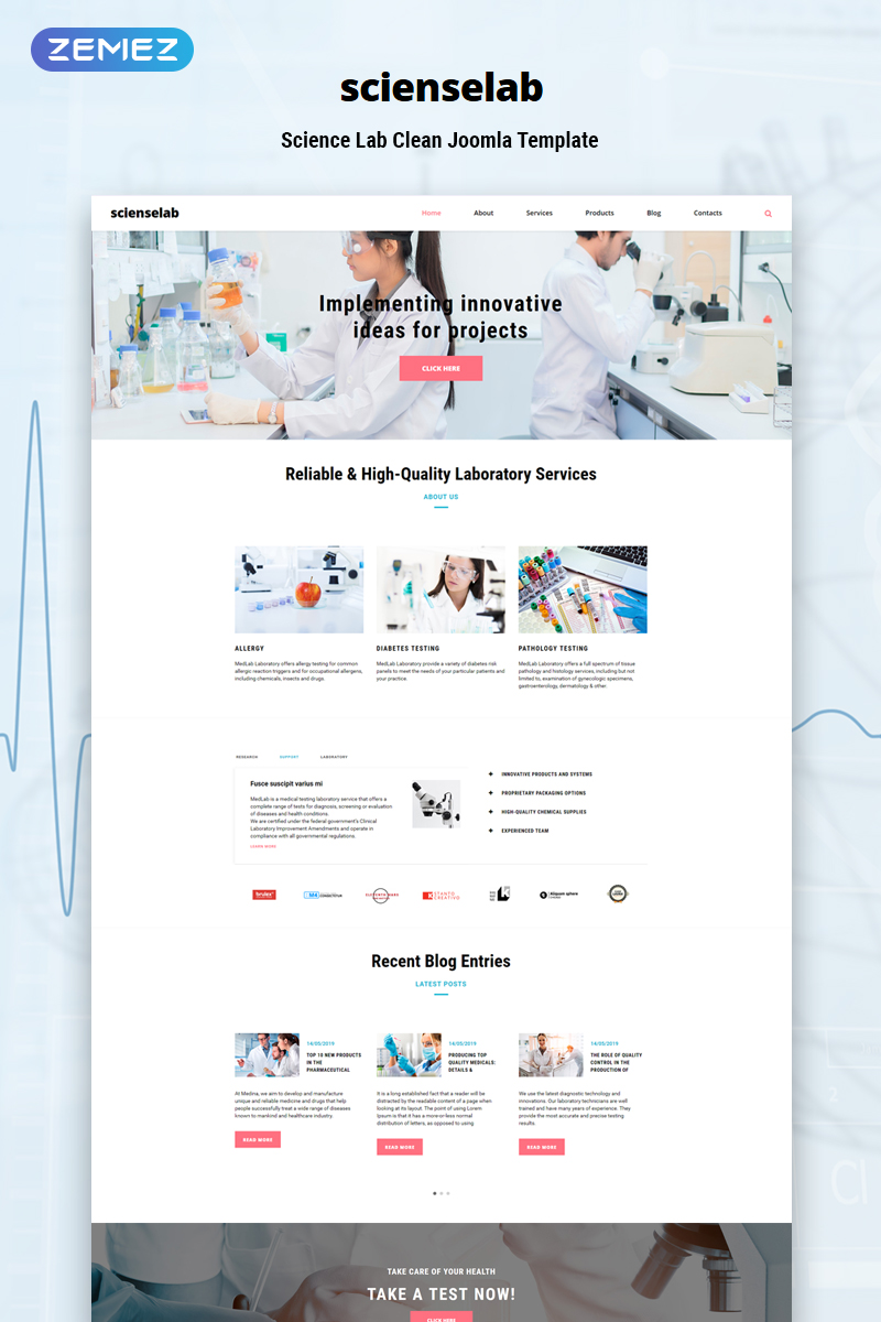 Scienselab - Science Lab Clean Joomla Template