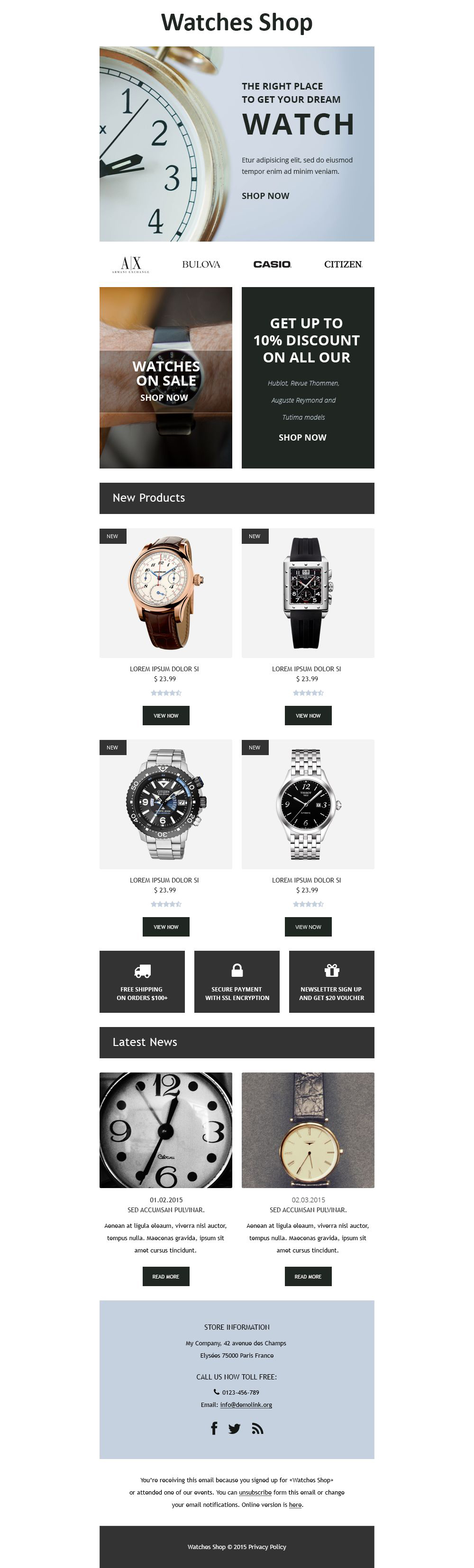 Watches Responsive Newsletter Template