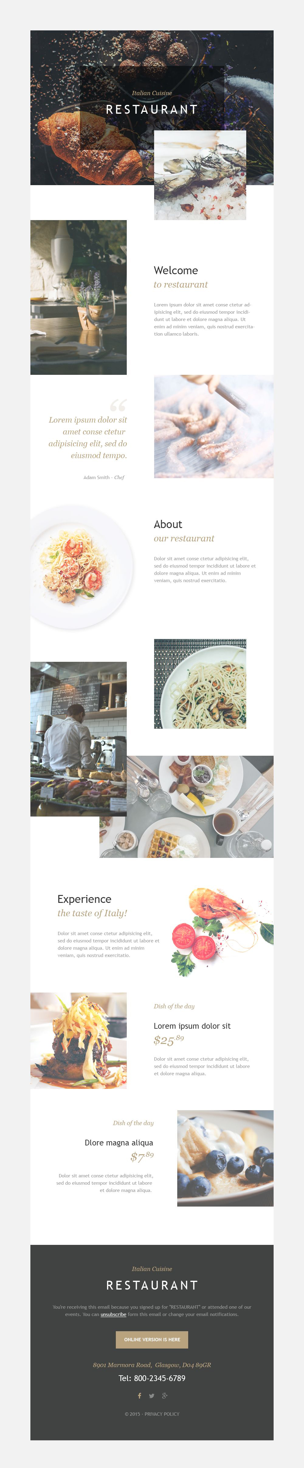 Italian Restaurant Responsive Newsletter Template