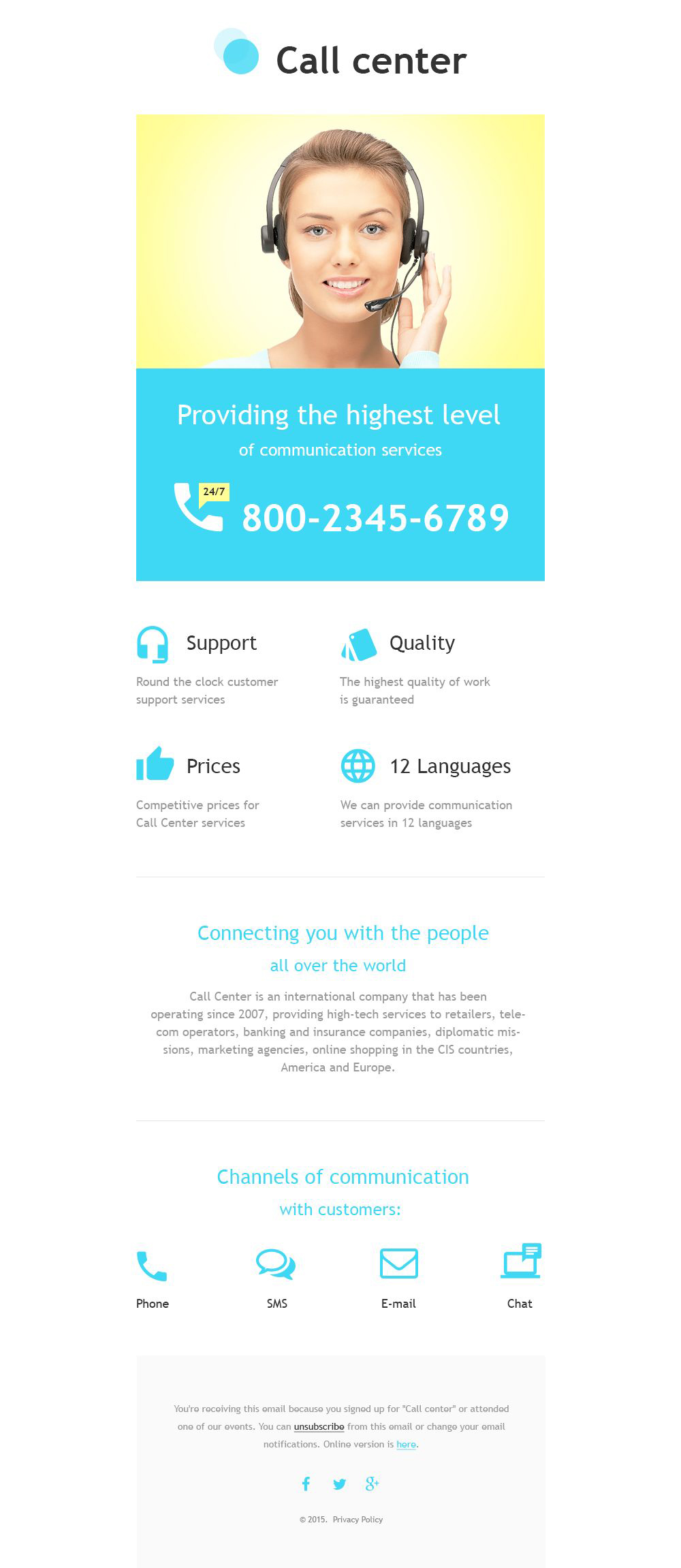 Call Center Responsive Newsletter Template