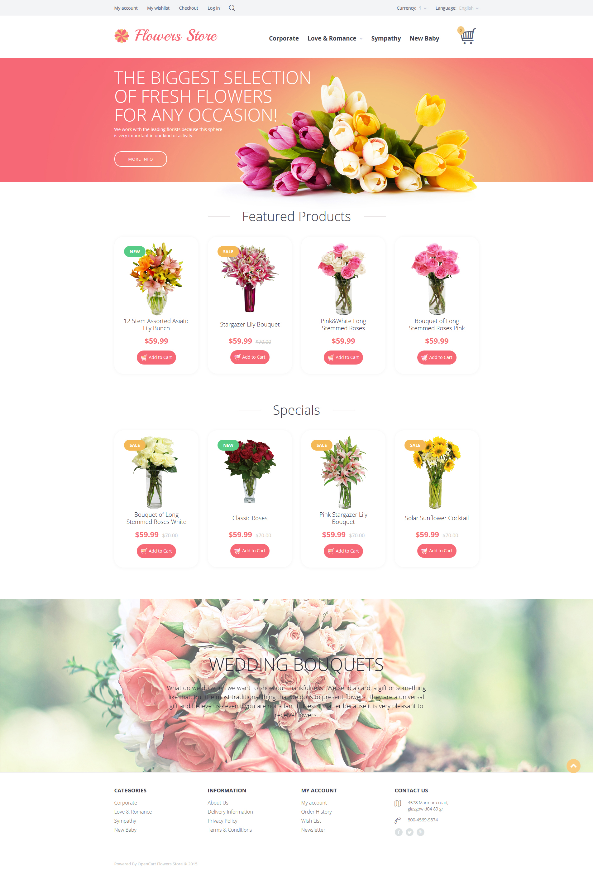 Flowers Store OpenCart Template