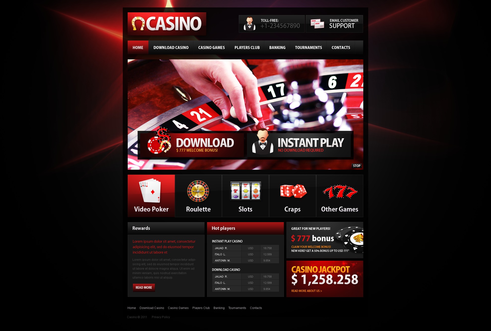 Бонусы для r7 casino. Дизайн сайта казино. Казино ПСД. Сайты казино.