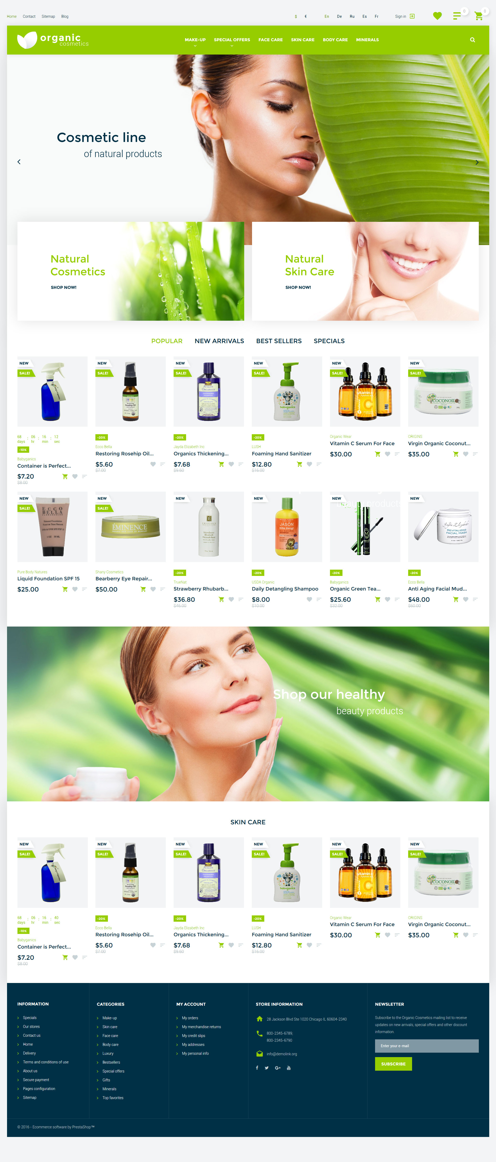 Organic cosmetics - responsive PrestaShop Theme