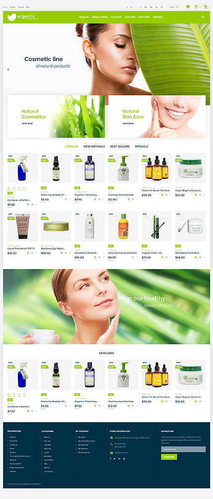 PrestaShop Main Page Screenshot