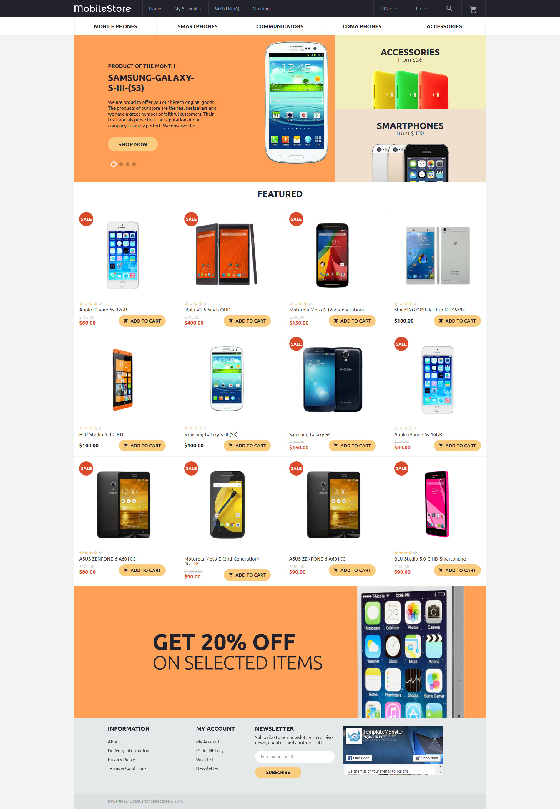 MobileStore OpenCart Template