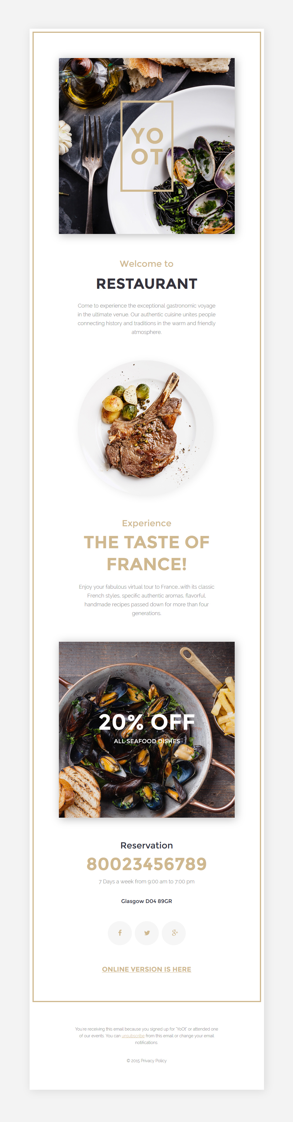 Cafe and Restaurant Responsive Newsletter Template