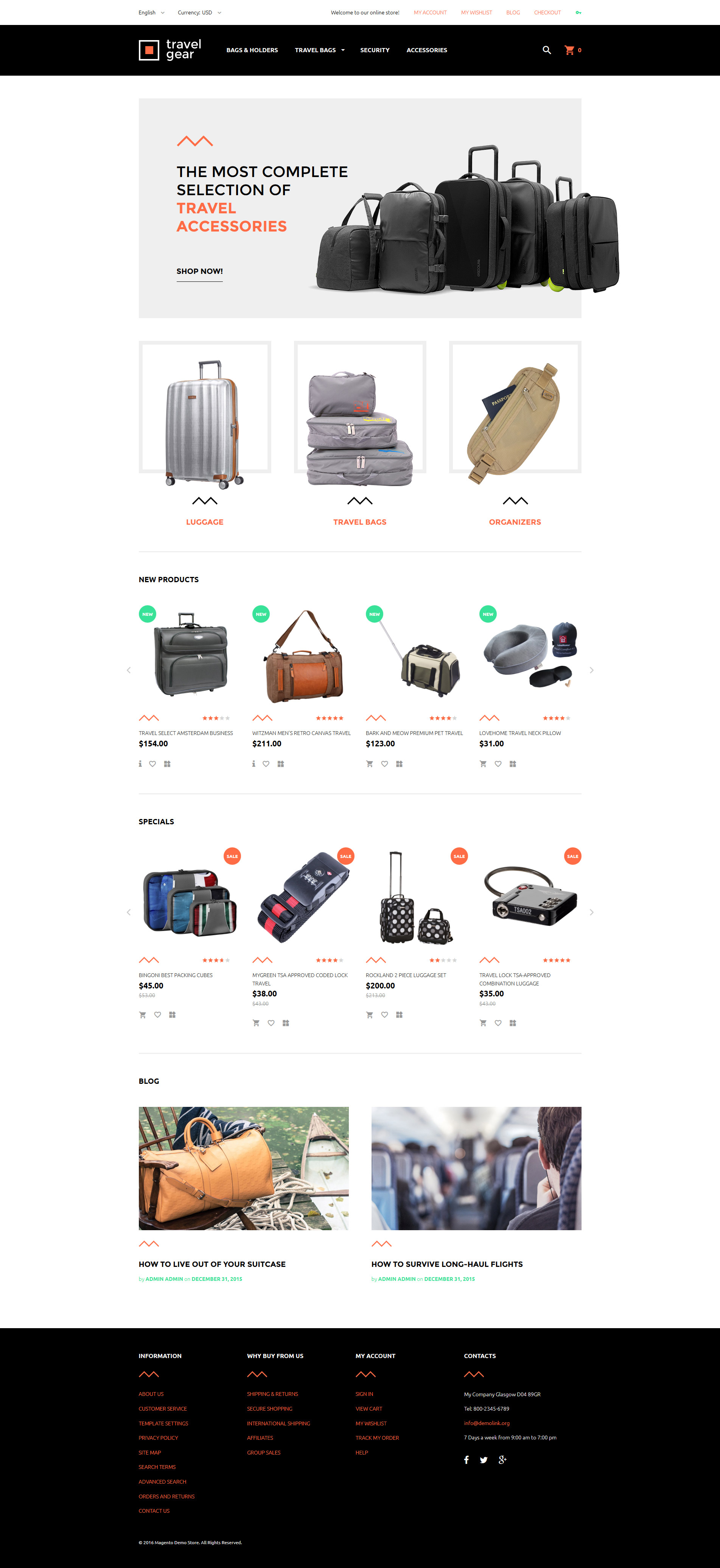 Travel Gear Magento Theme