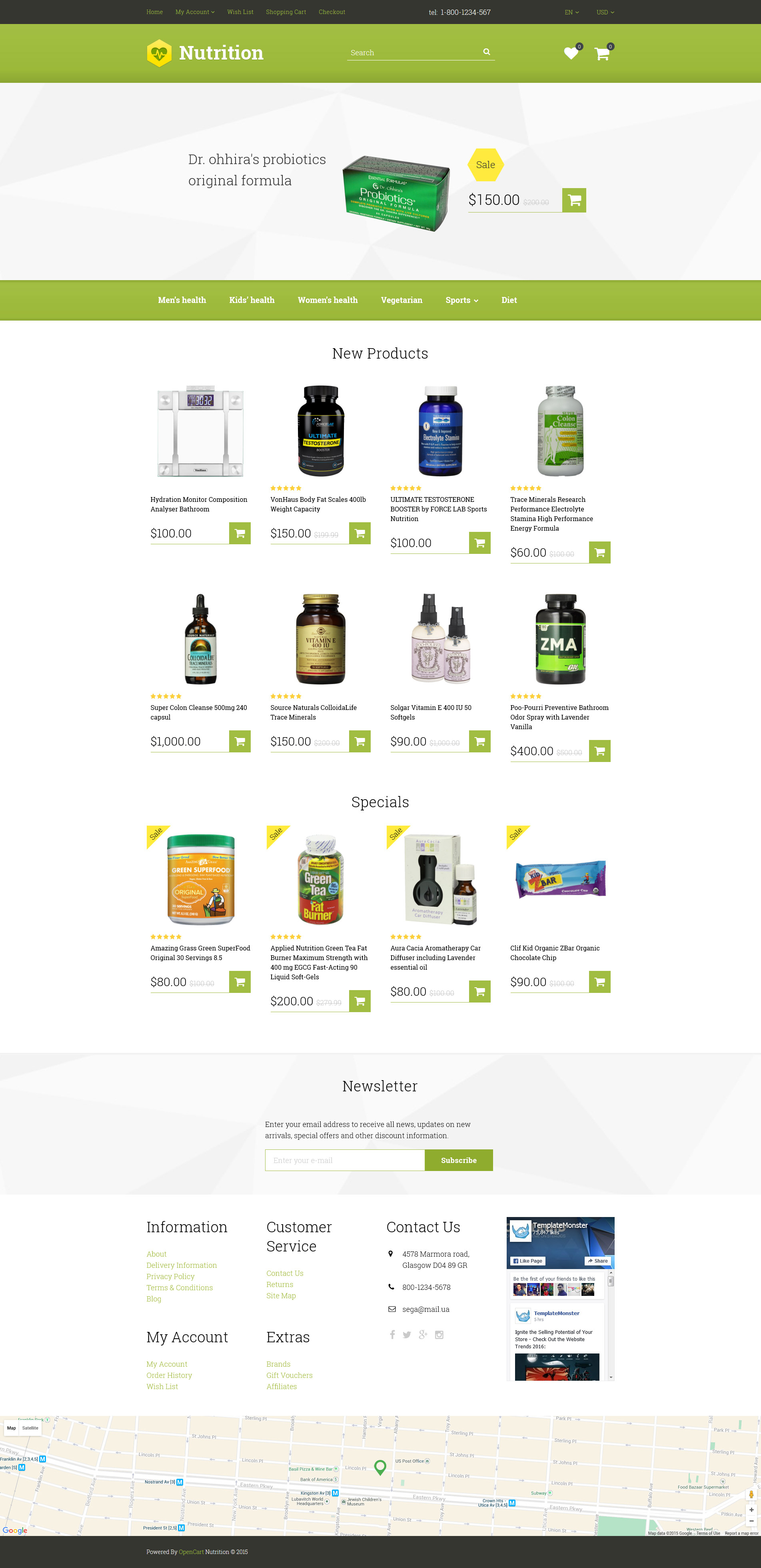 Nutrition/Supplements OpenCart Template