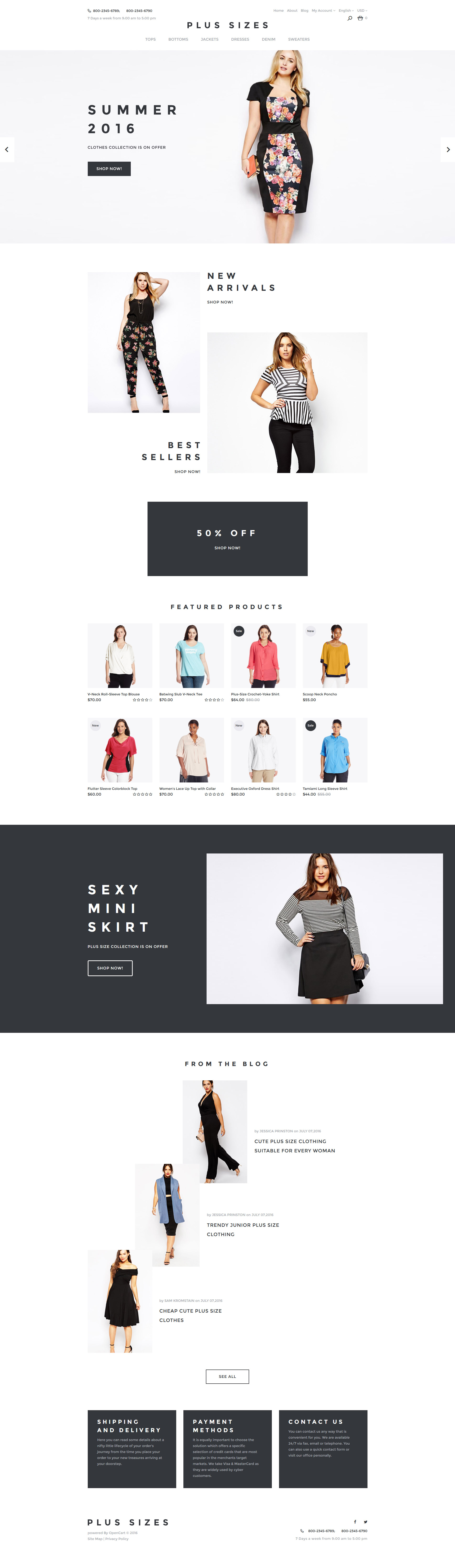 Plus Sizes OpenCart Template