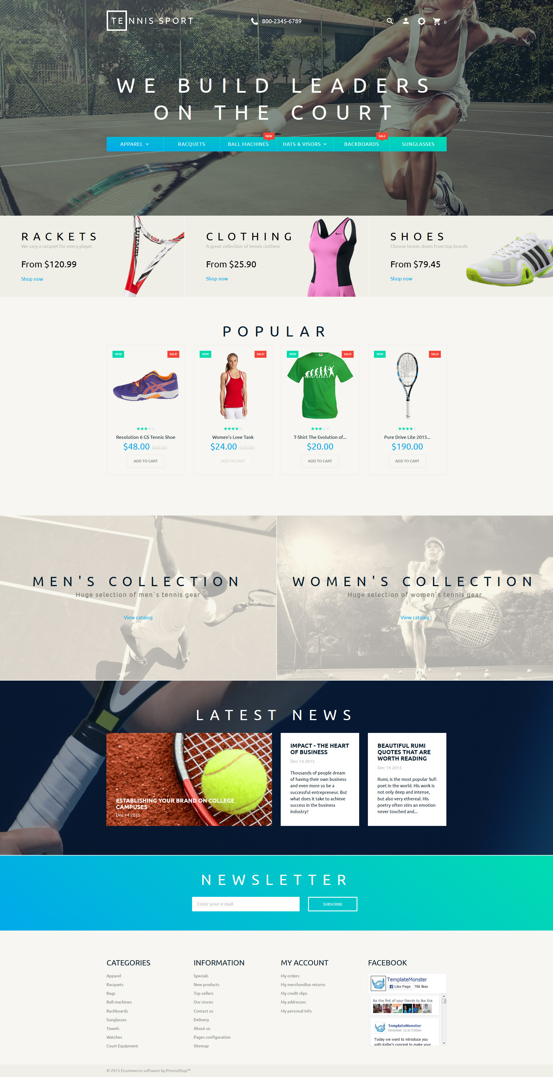 Tennis Sport PrestaShop Theme