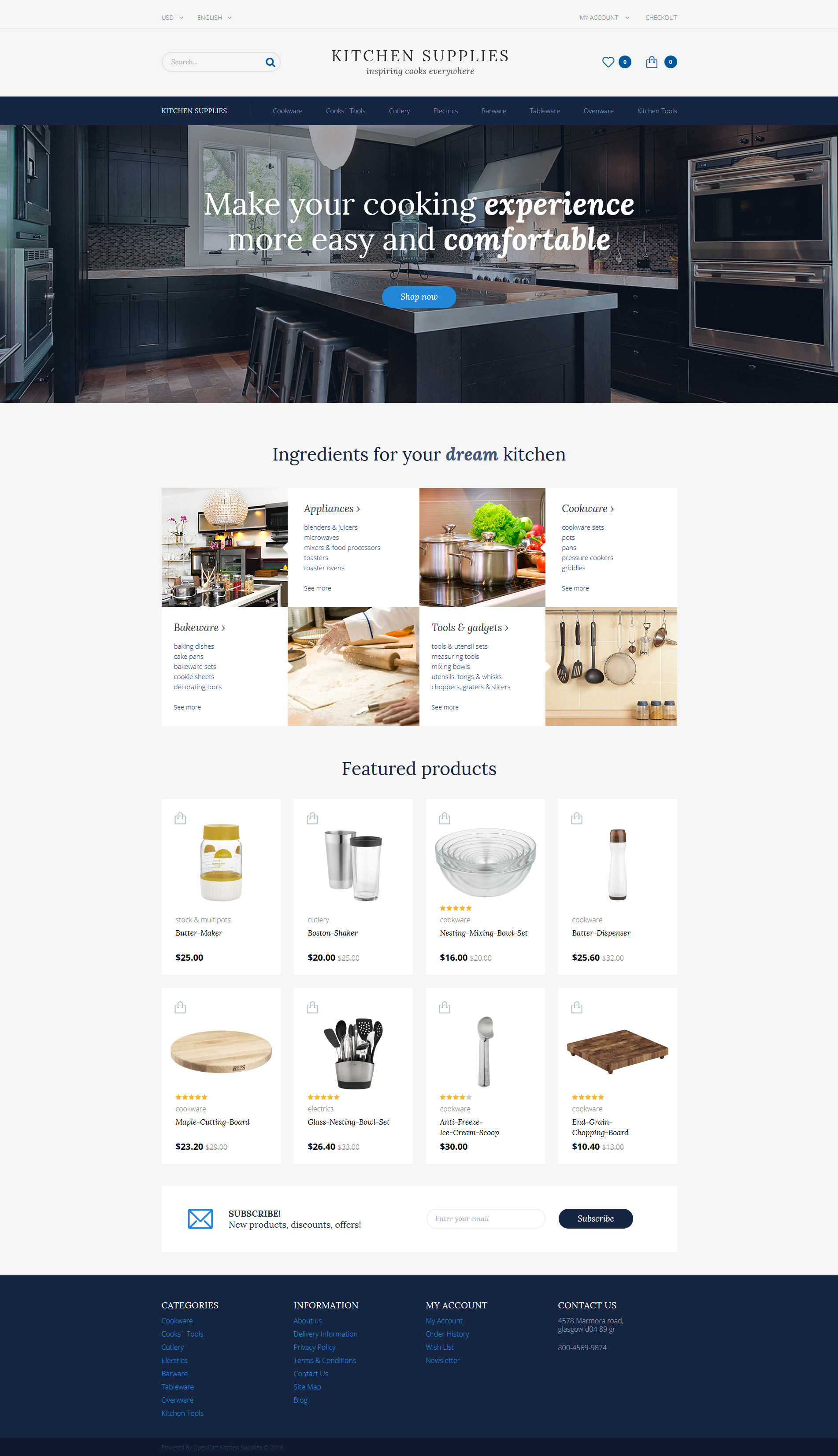 Kitchen Supplies OpenCart Template