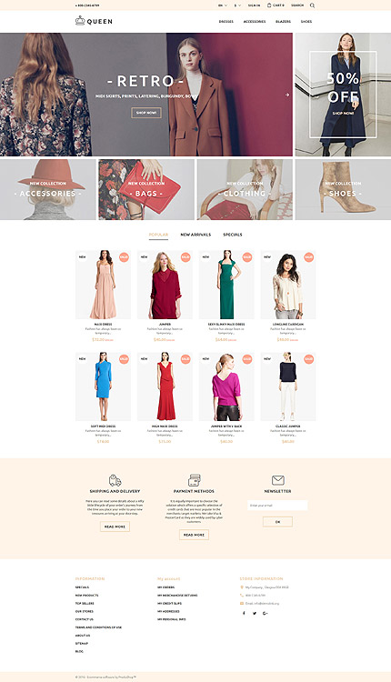 PrestaShop Main Page Screenshot