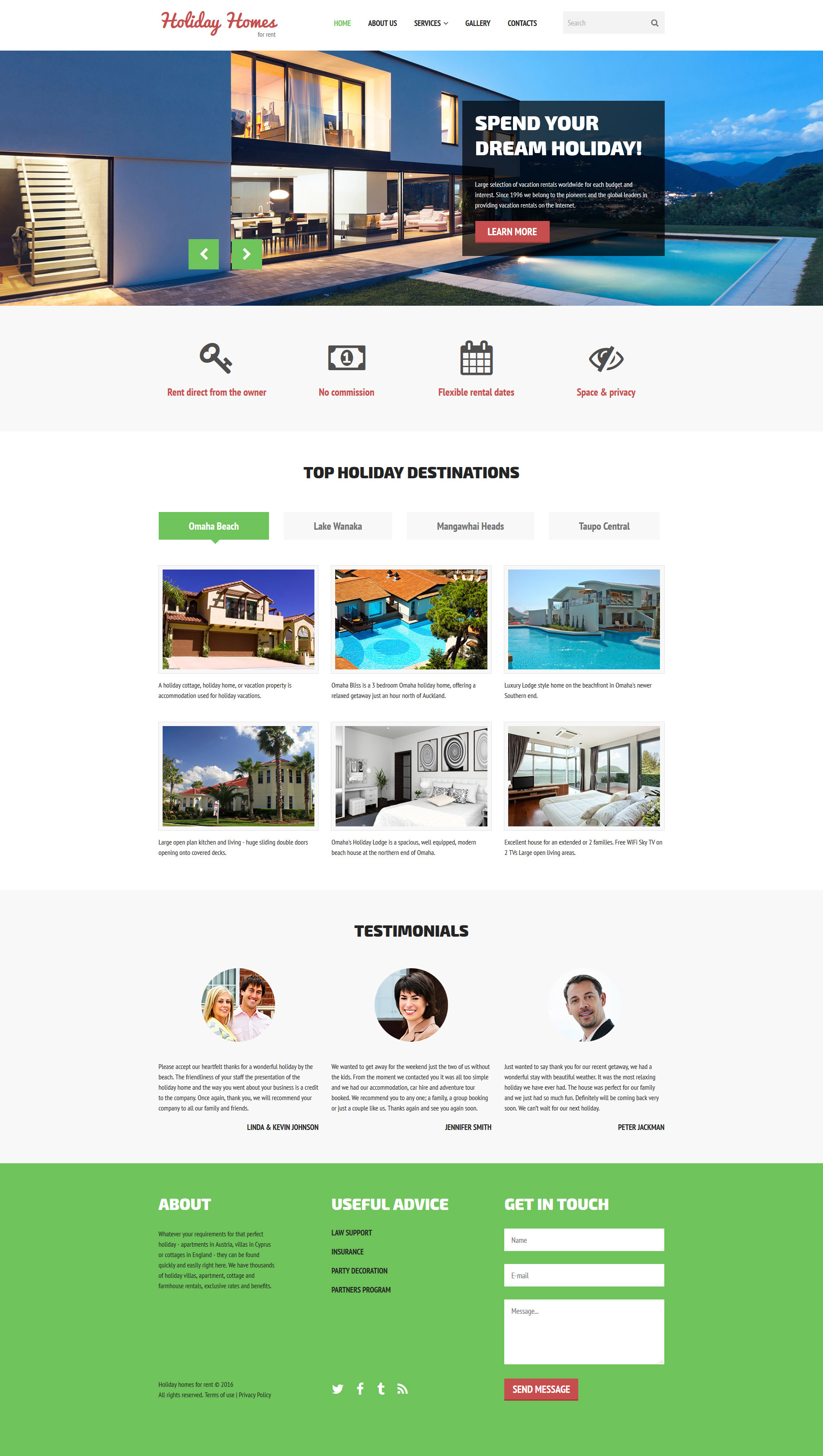 Holiday Homes For Rent Website Template