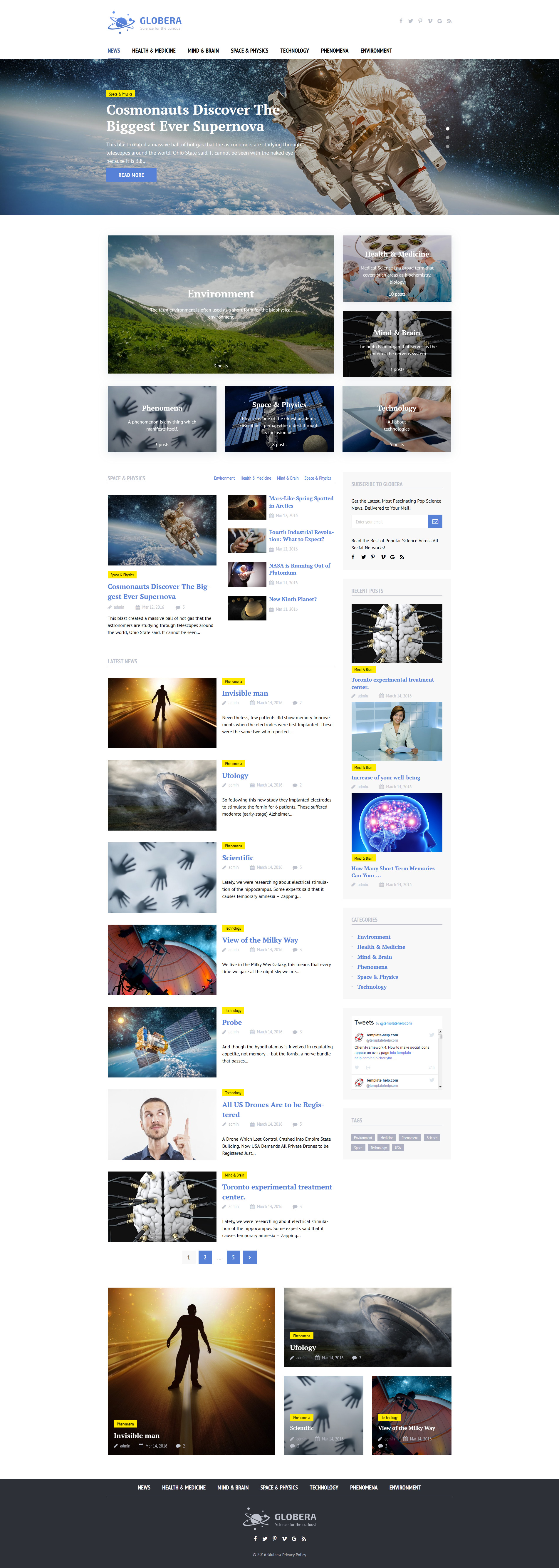 Science News Portal & Magazine WordPress theme