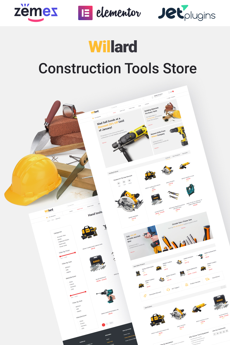 Willard - Construction Tools Store Multipurpose ECommerce Clean Elementor WooCommerce Theme