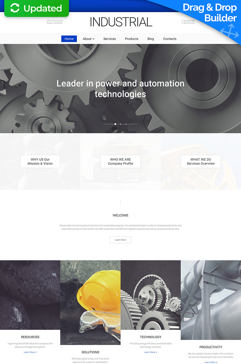 Industrial Manufacturing Moto CMS 3 Template