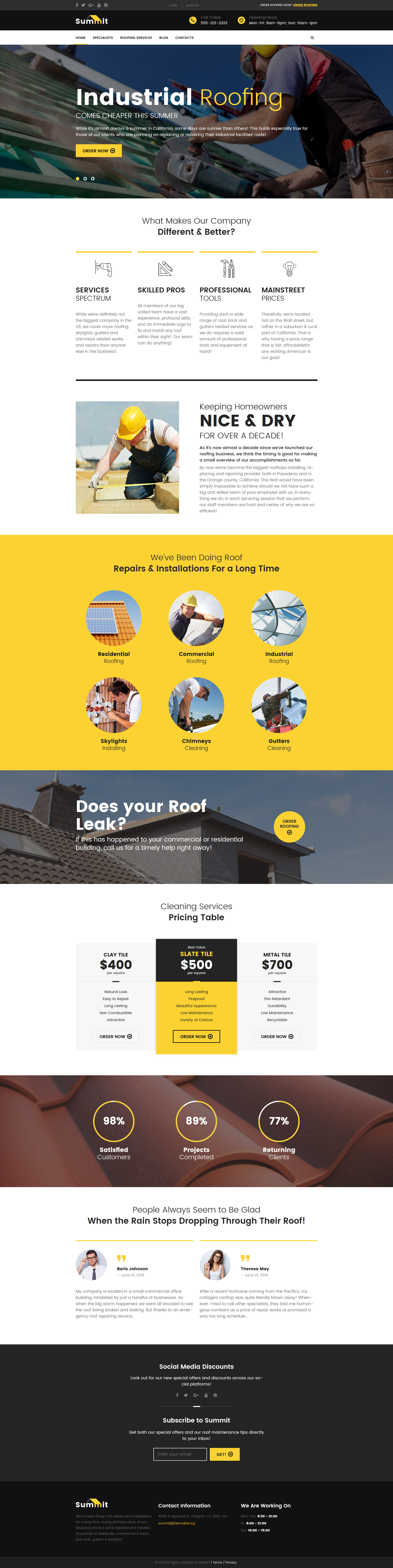 Summit - Roofing Responsive WordPress Theme