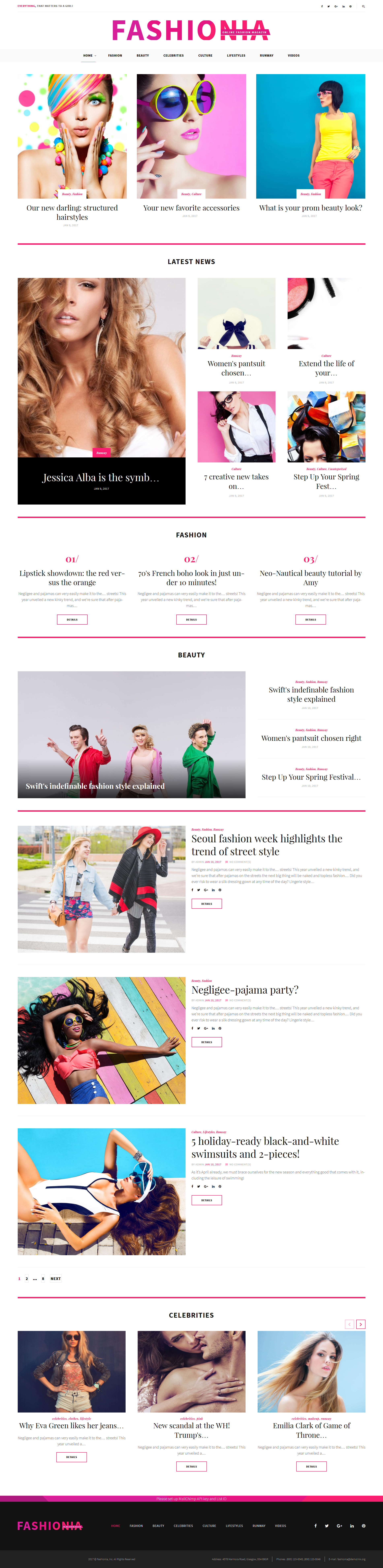 Fashionia - Online Fashion Magazine Responsive WordPress Theme