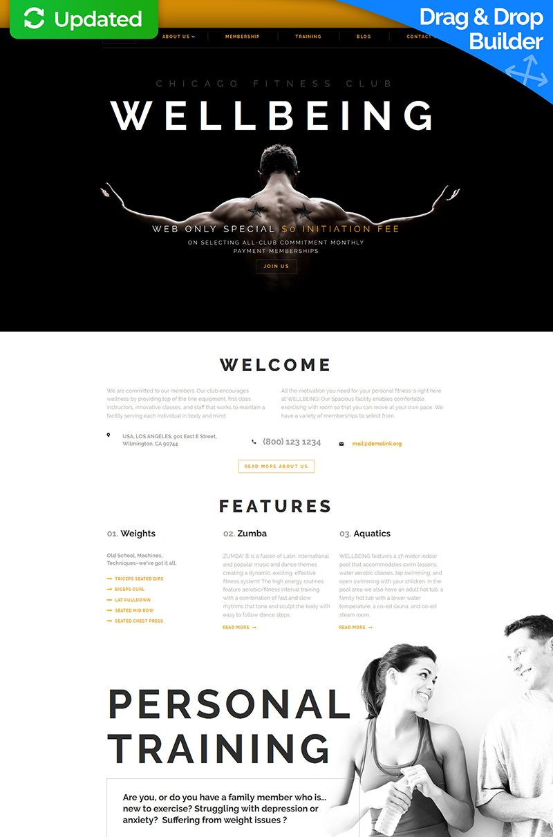 Wellbeing - Fitness Club Moto CMS 3 Template