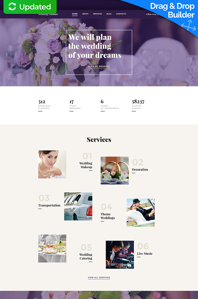 Wedding Planner MotoCMS Website Template