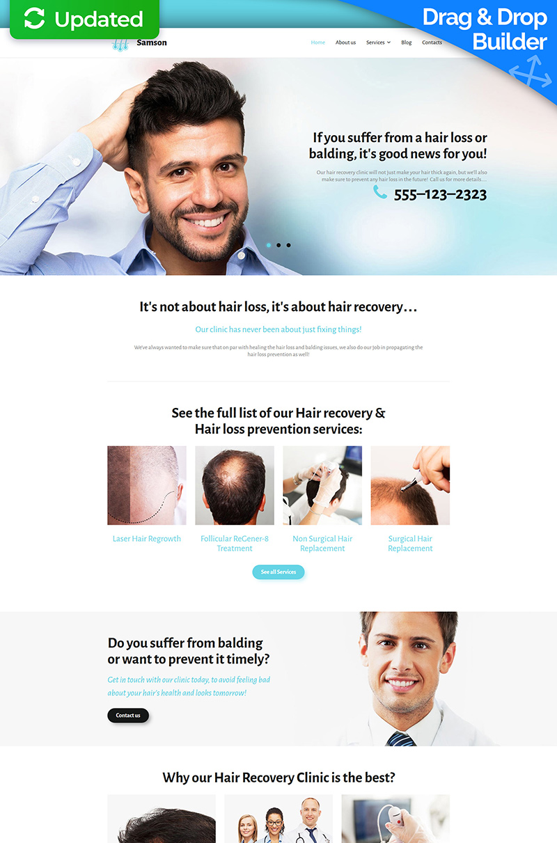 Samson - Hair Recovery Clinic Responsive Moto CMS 3 Template