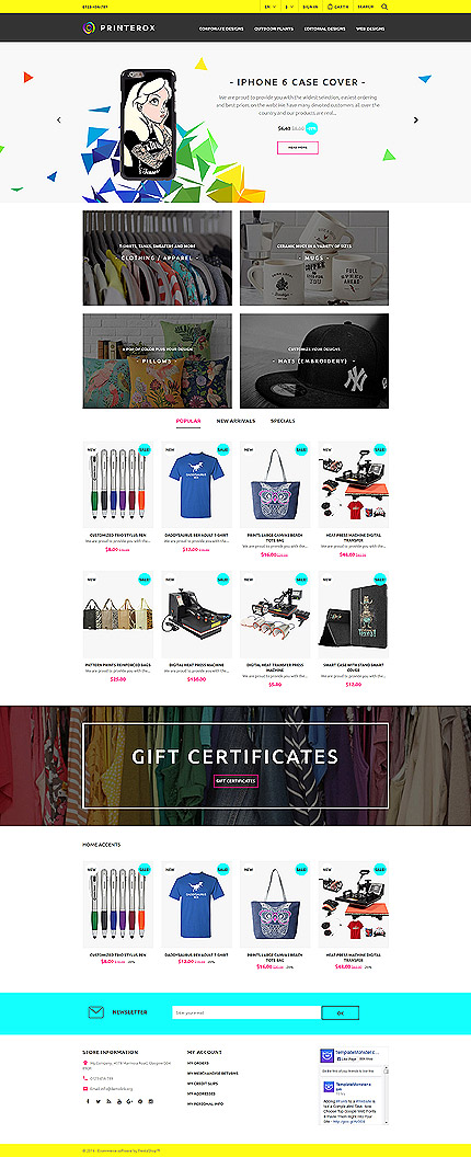 PrestaShop Main Page Screenshot