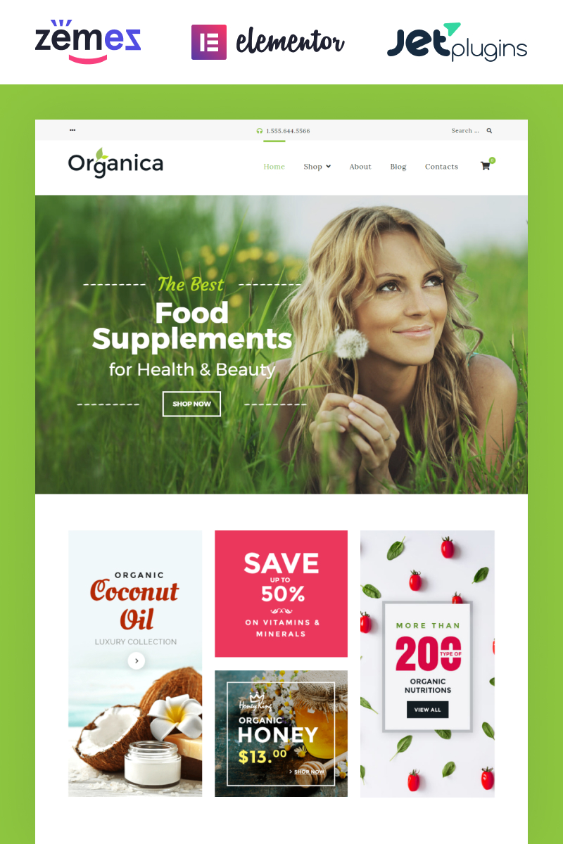 Organica - Organic Food, Cosmetics and Bio Active Nutrition WooCommerce Theme