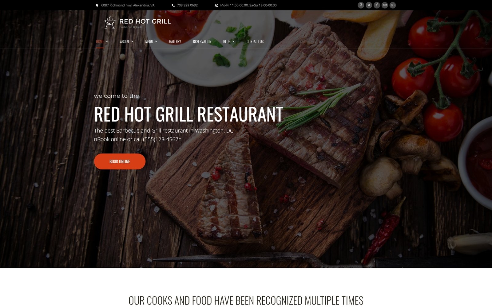 Red Hot Grill - Restaurant WordPress Theme