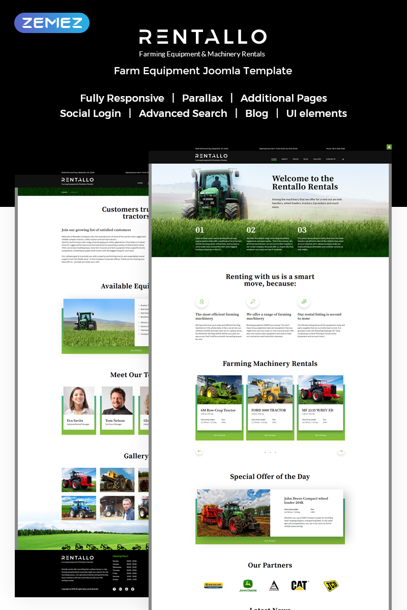 Rentallo - Farm Equipment Joomla Template