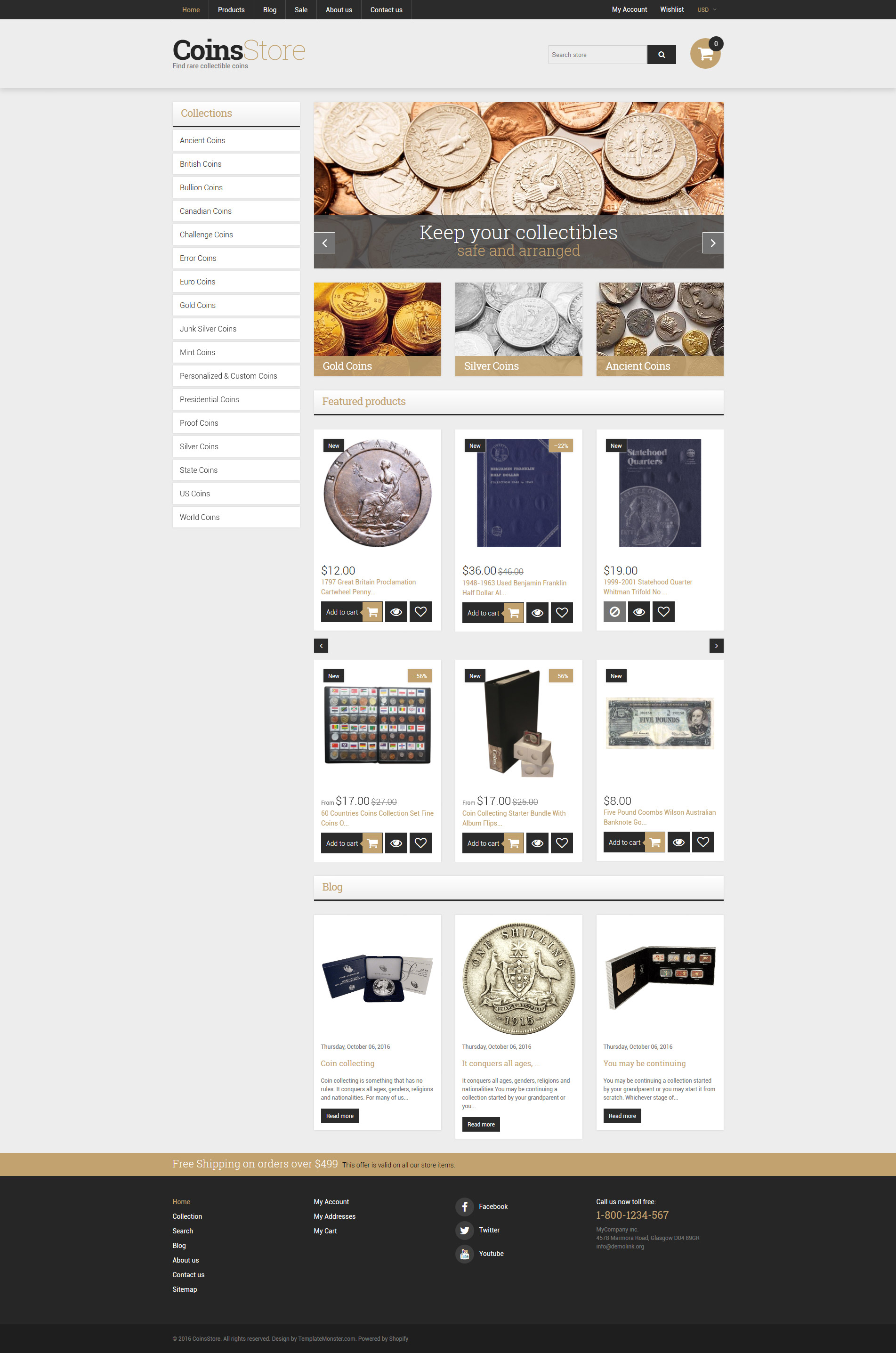 CoinsStore - Collectible Coins & Supplies Shopify 2.0 Theme