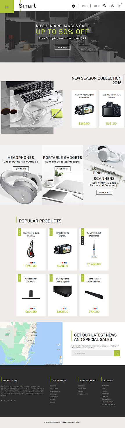 PrestaShop Main Page Screenshot