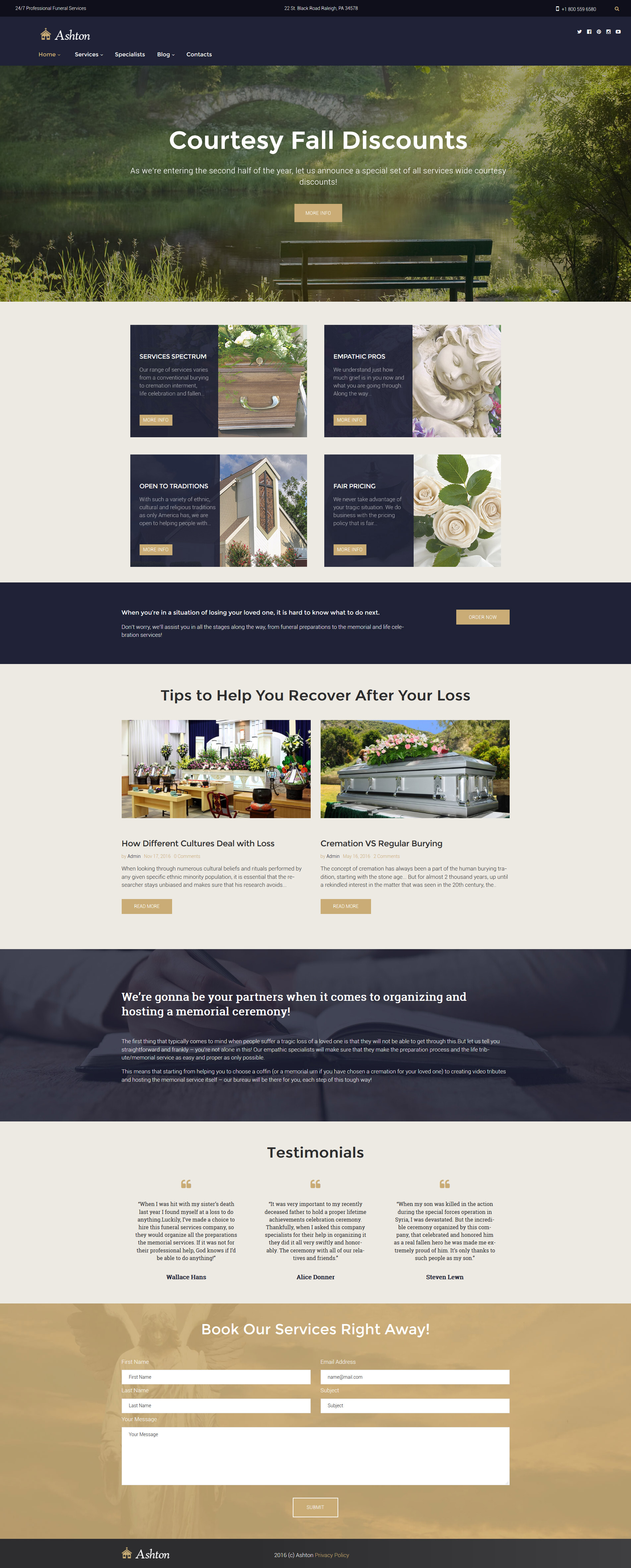 Ashton - Funeral & Cemetery Services WordPress Theme