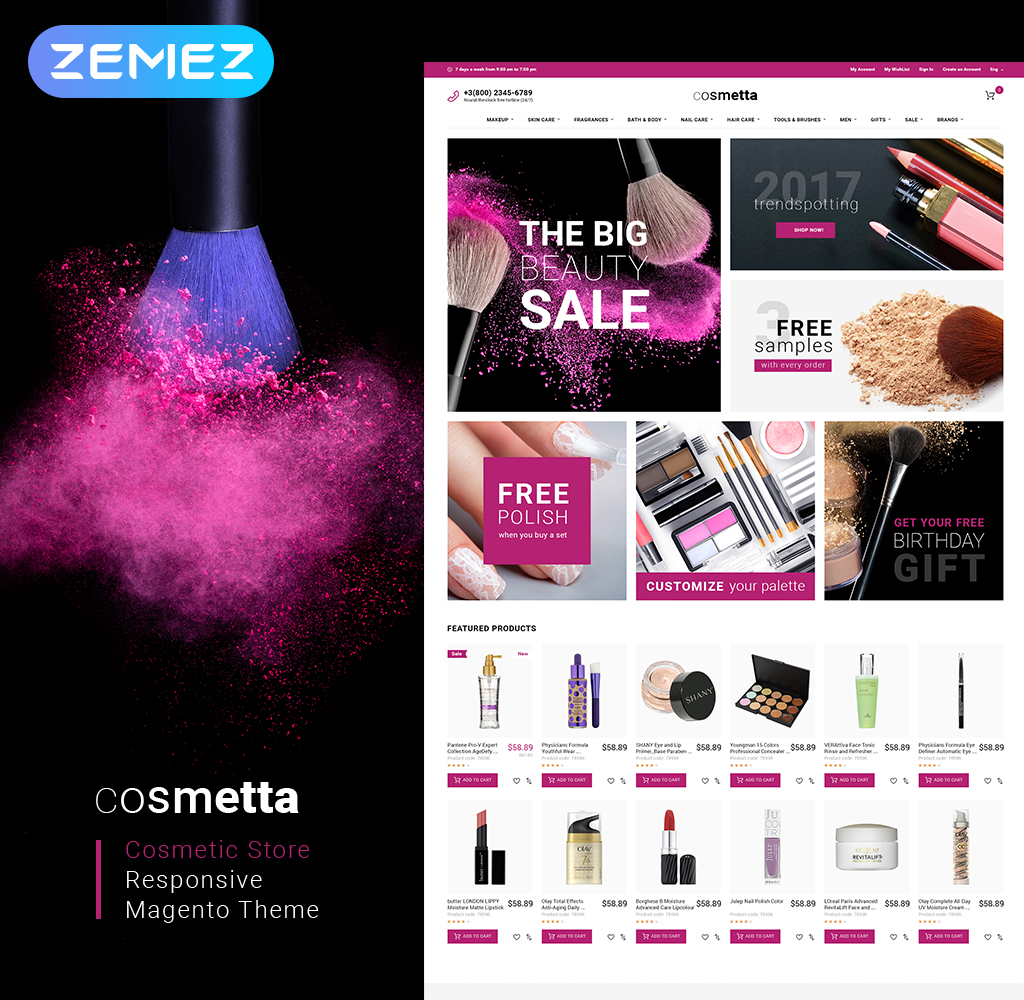 Cosmetta - Cosmetics Store Magento Theme