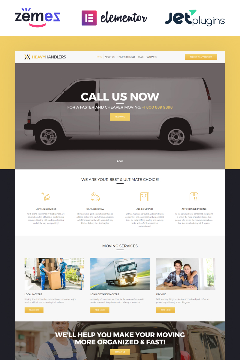 Heavy Handlers - Transportation & Moving Company WordPress Theme