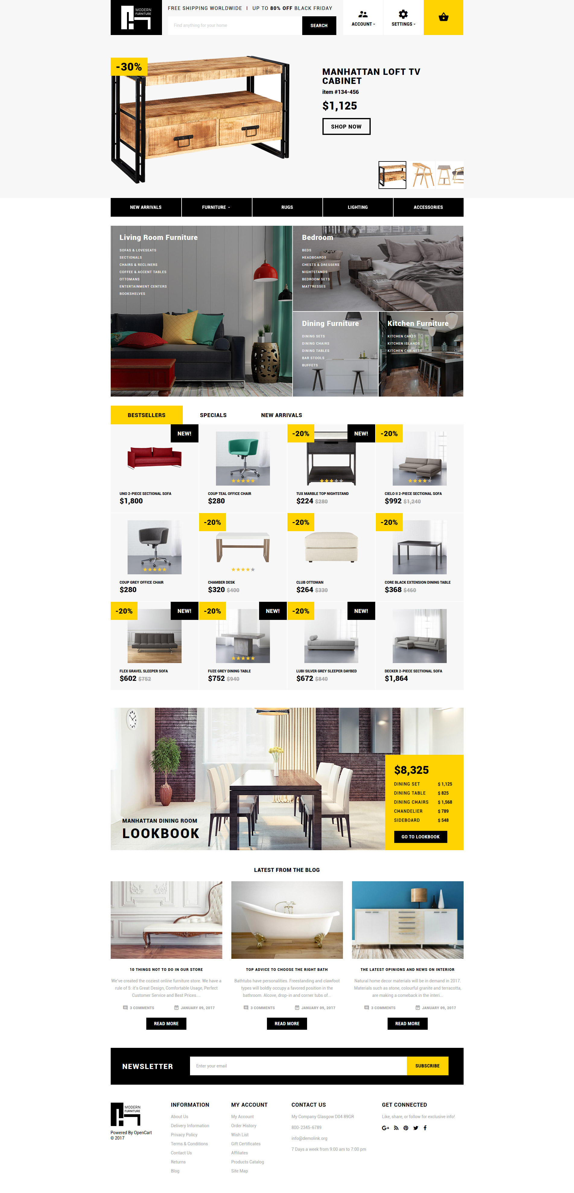Modern Furniture - Interior & Home Decor Responsive OpenCart Template