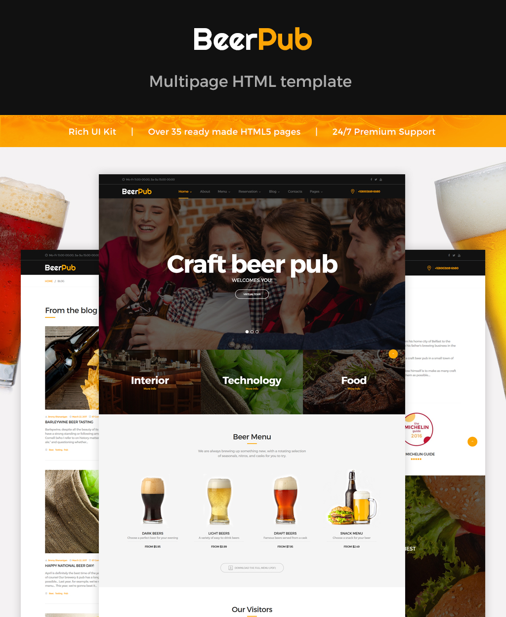 BeerPub - Food and Restaurant Multipage Website Template
